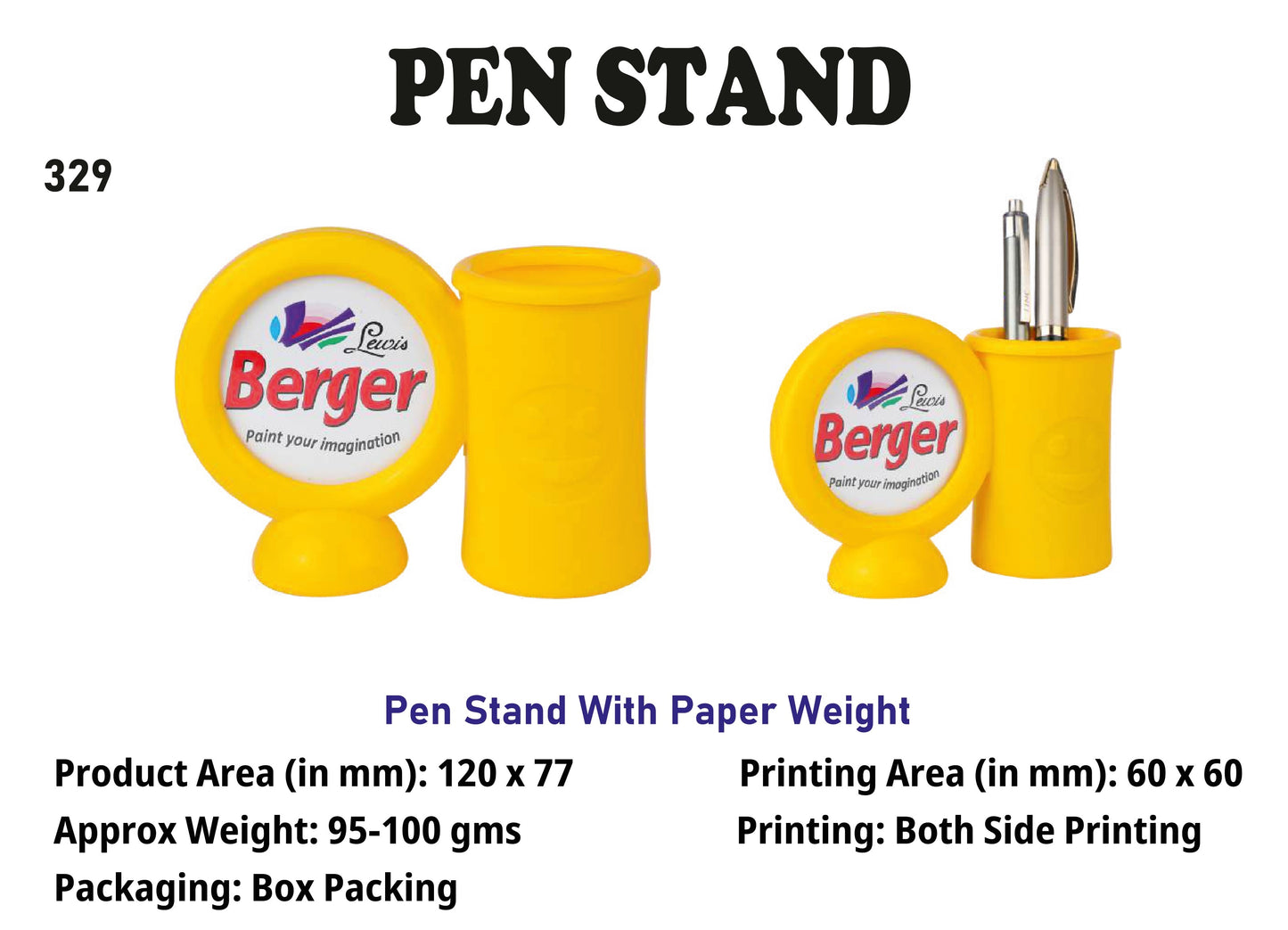 Pen Stand with Paper weight (Yellow)