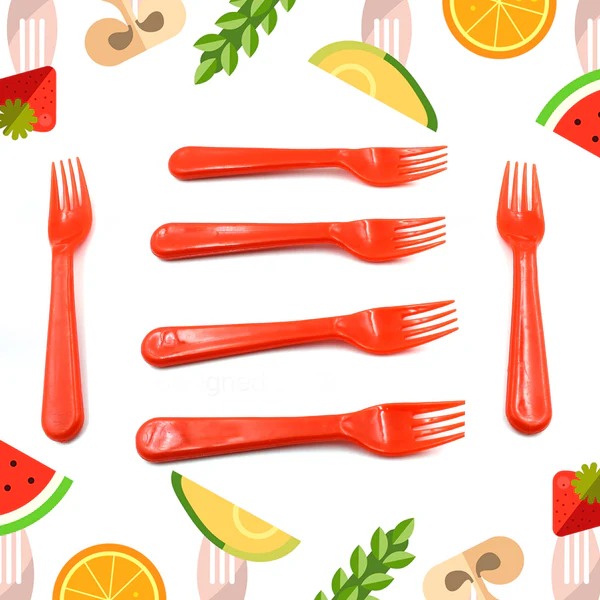 Plastic Fork Spoon, Fork Spoon Set, Fruit Fork Spoon Set (6 pcs)