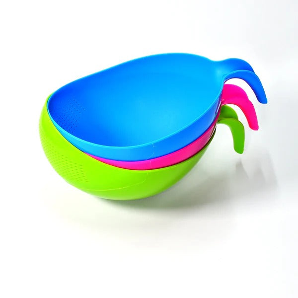 Plastic Rice Bowl / Food Strainer Thick Drain Basket with Handle for Rice, Vegetable & Fruit