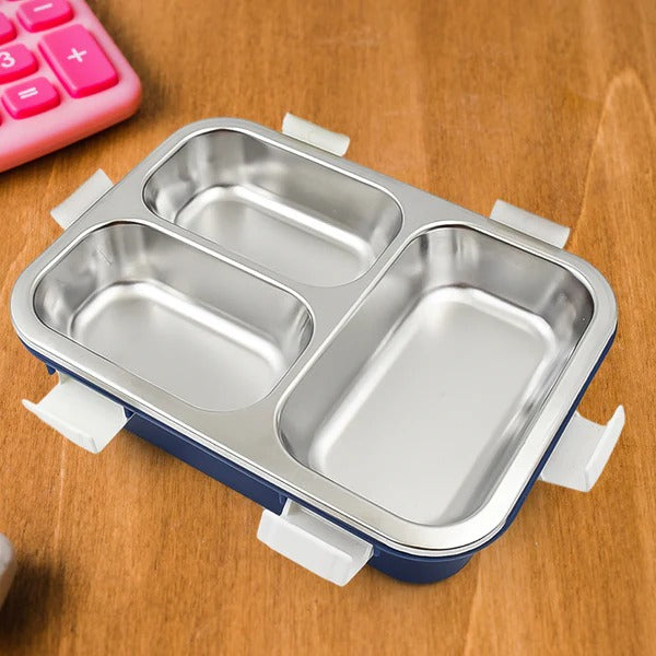 3 Compartment Transparent Stainless Steel Lunch Box