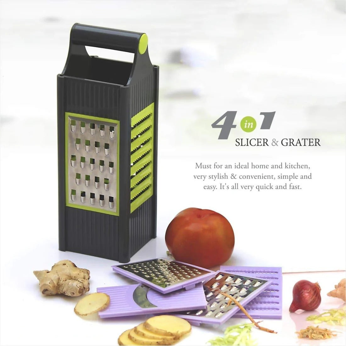 4 In 1 Plastic Vegetable And Fruit Grater And Slicer For Kitchen by Quickslice