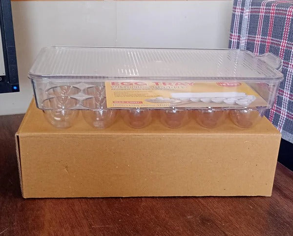 Plastic 18 Cavity Egg Storage Box Or Egg Trays For Refrigerator With Lid