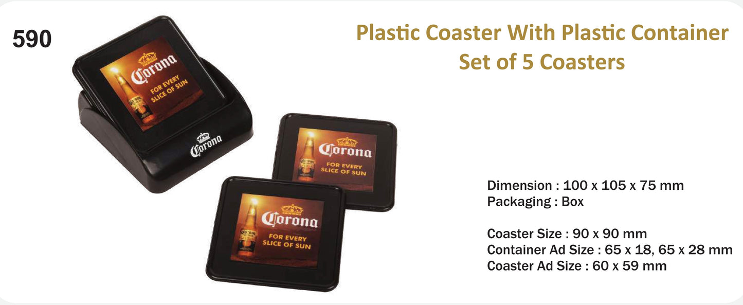 Plastic Coaster set of 5 with Container.