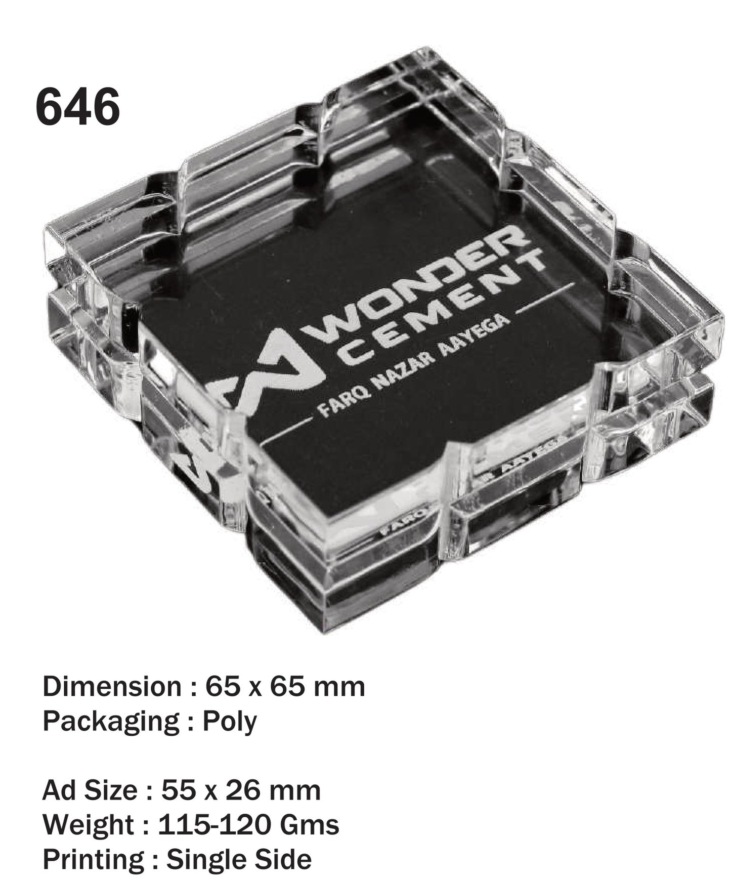 CUSTOMIZED ACRYLIC PAPER WEIGHT (WONDER CEMENT)