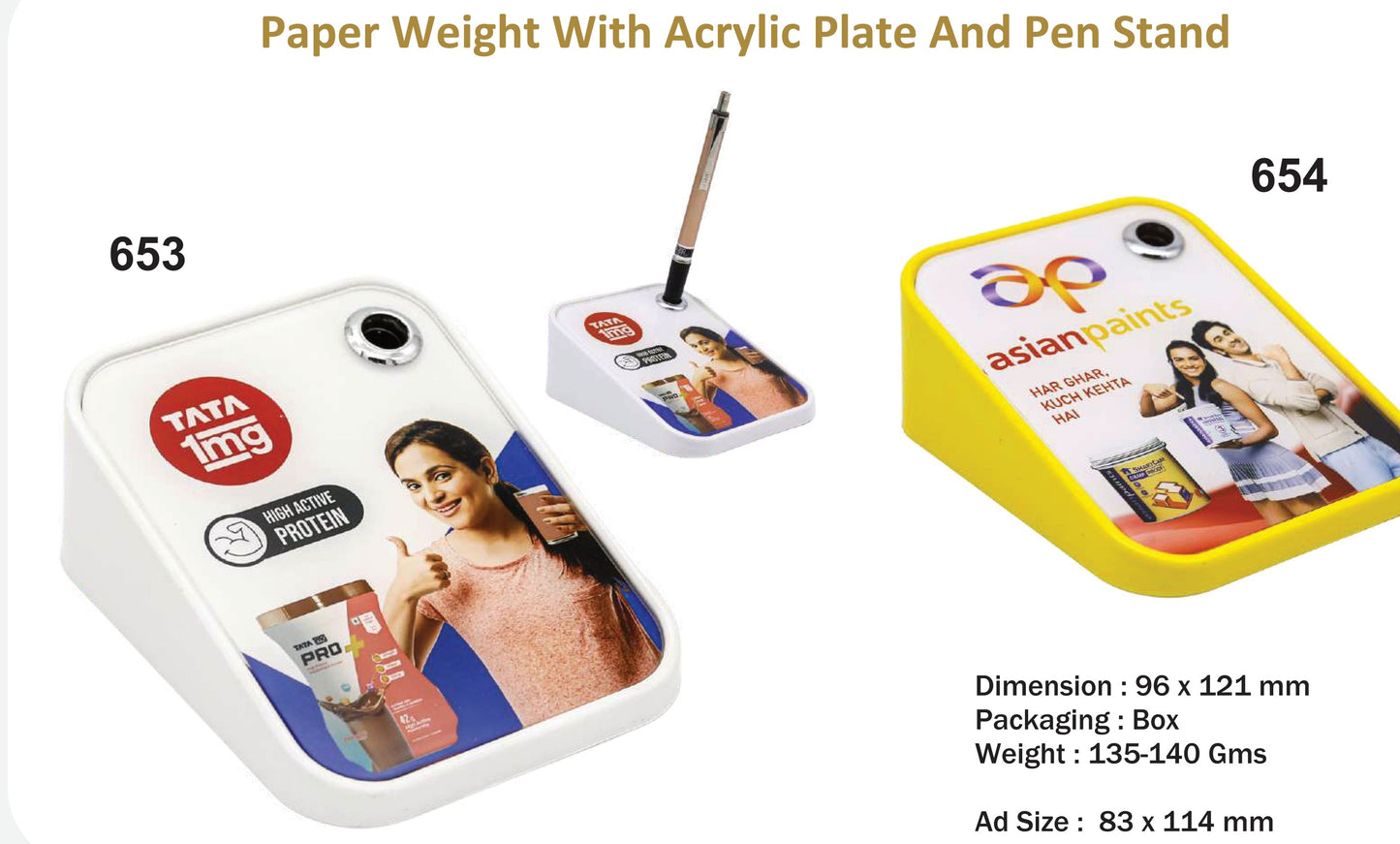 Plastic Paper Weight with Pan Stand