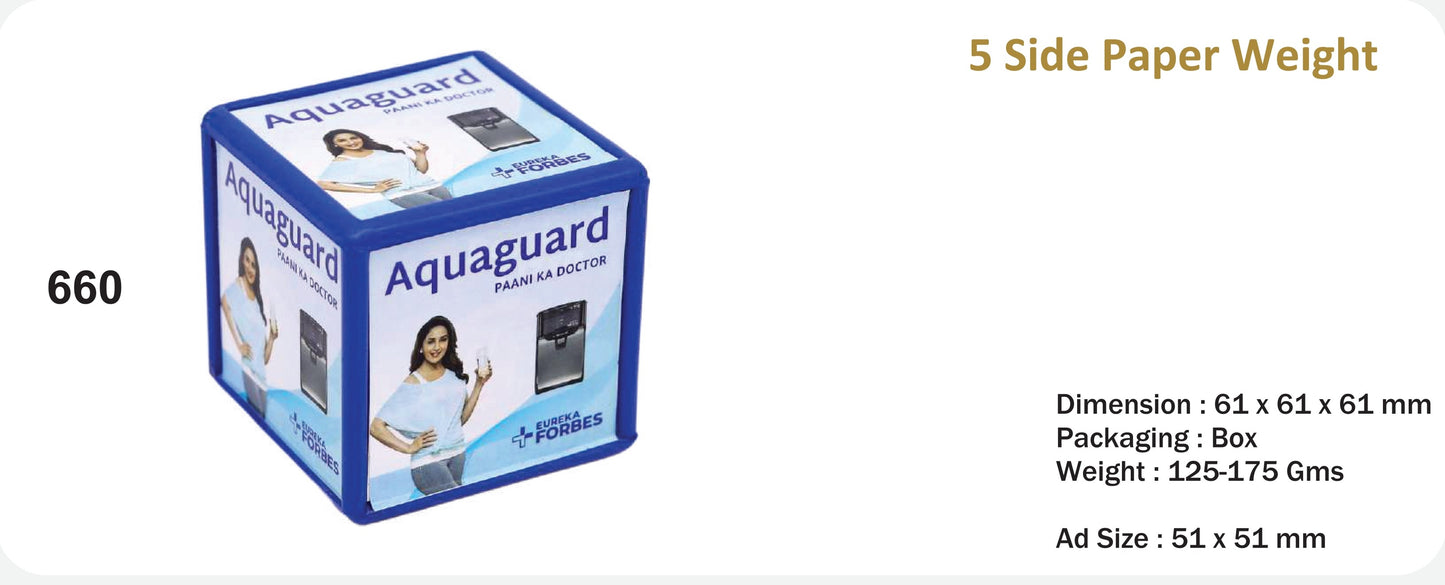 5 side Plastic Paper Weight