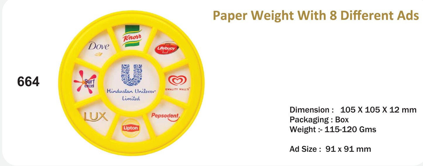 Plastic Paper Weight With 5 Different Ads