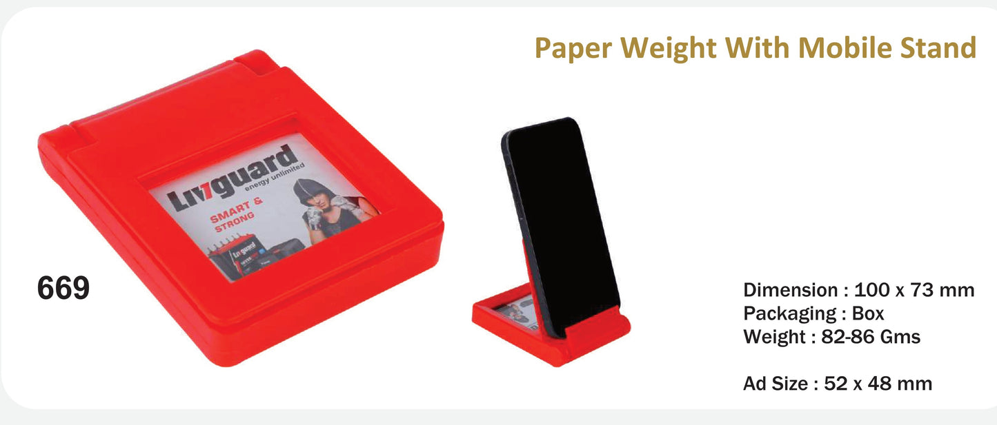 Plastic Paper Weight with mobile stand