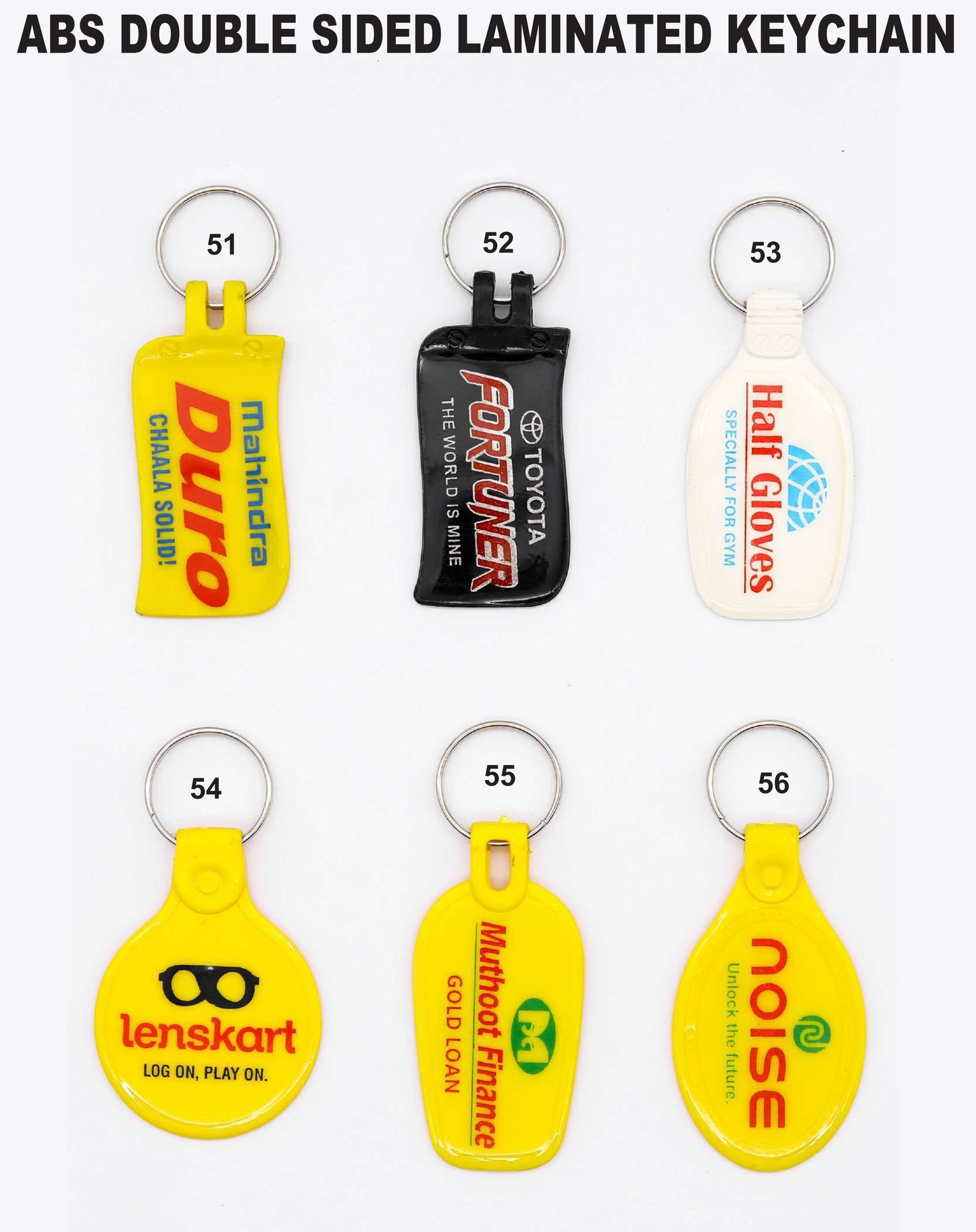 ABS DOUBLE SIDED LAMINATED KEYCHAIN for gift and promotion