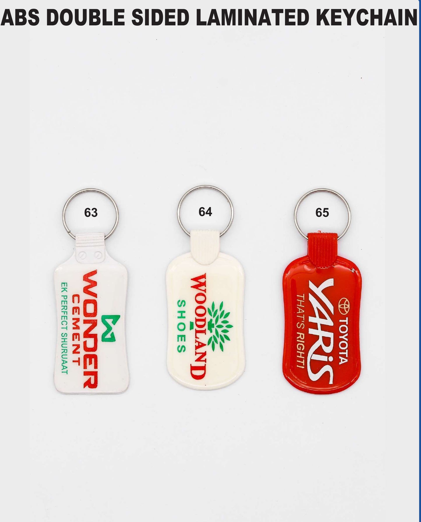 ABS DOUBLE SIDED LAMINATED KEYCHAIN for gift and promotion