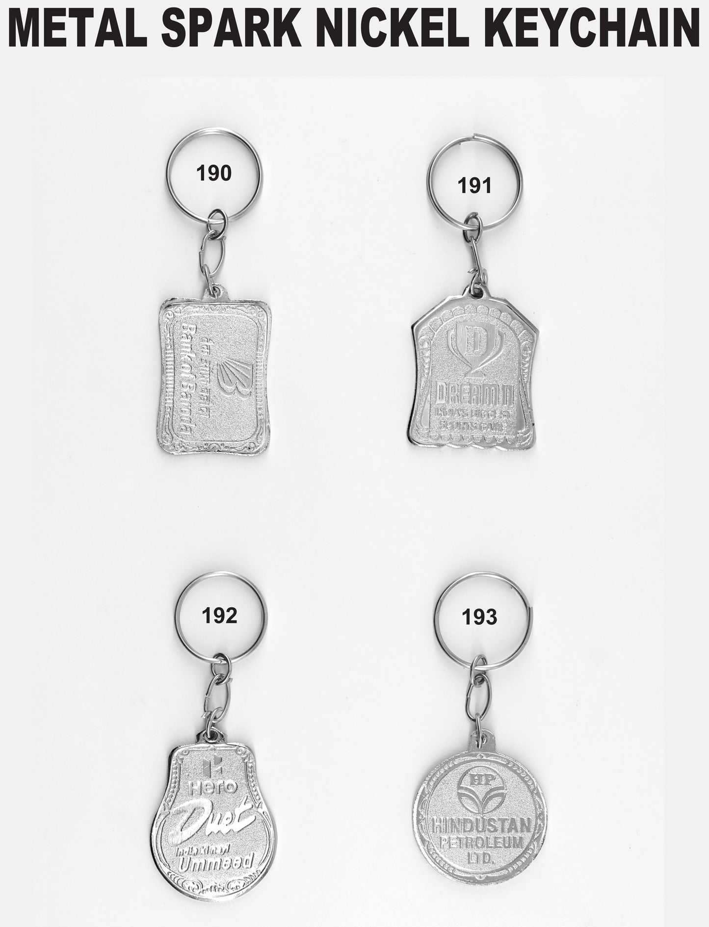 METAL SPARK NICKEL KEYCHAIN for gift and promotion