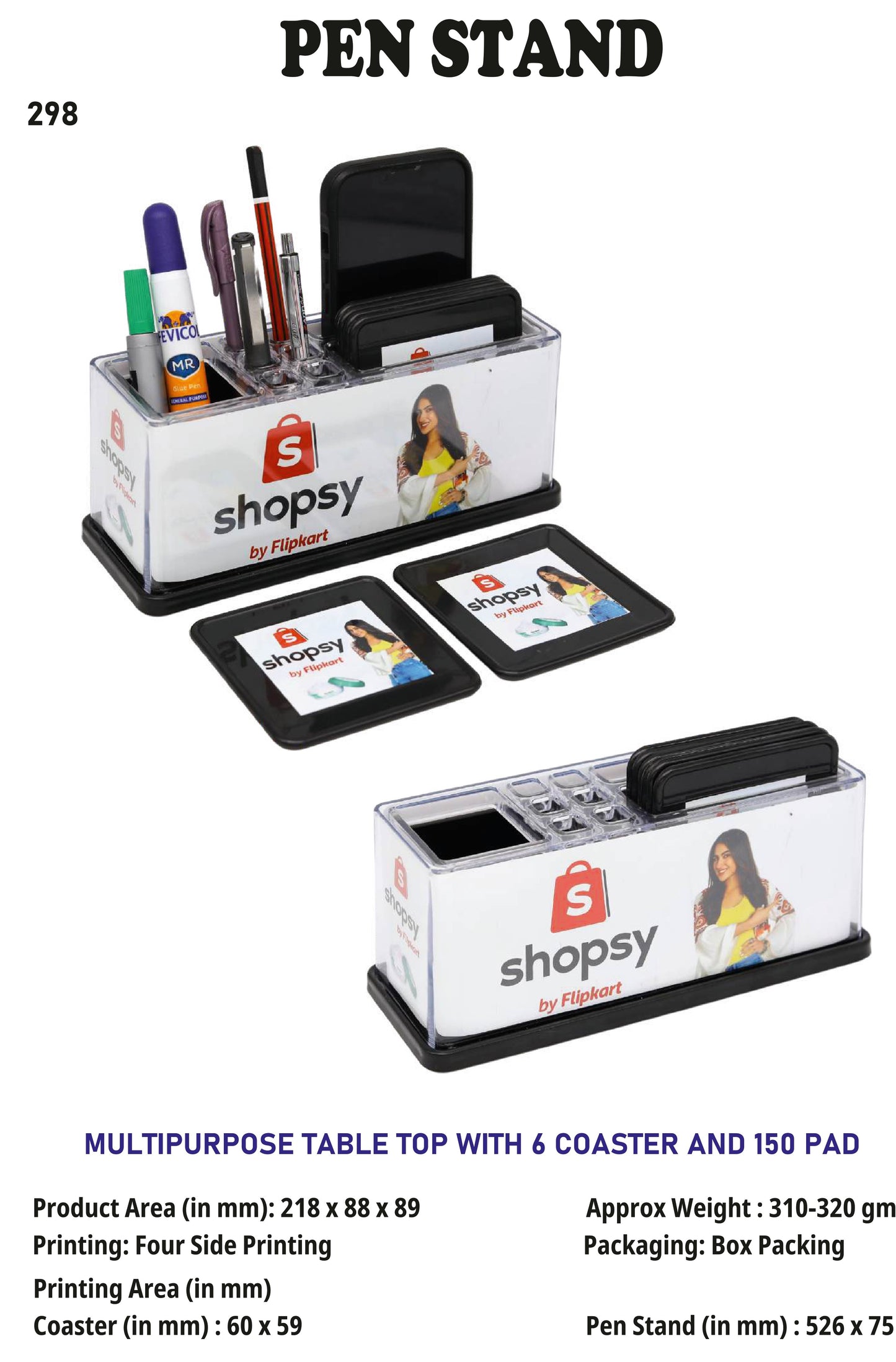 Multipurpose Table Top with 150 chit pads and 6 coasters