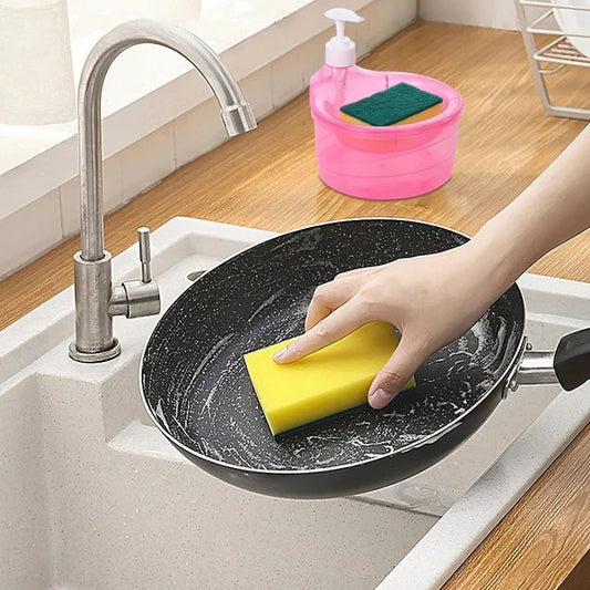 Double Layer Liquid Soap Dispenser with Pump & Sponge – Practical Kitchen & Hotel Sink Soap Pump Bottle