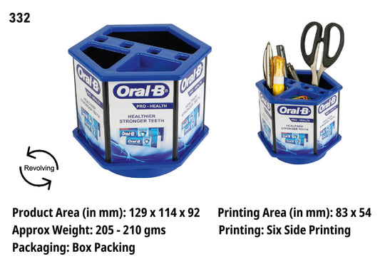 Pen Stand (Blue-Hexagon shape) for gifting and promotion