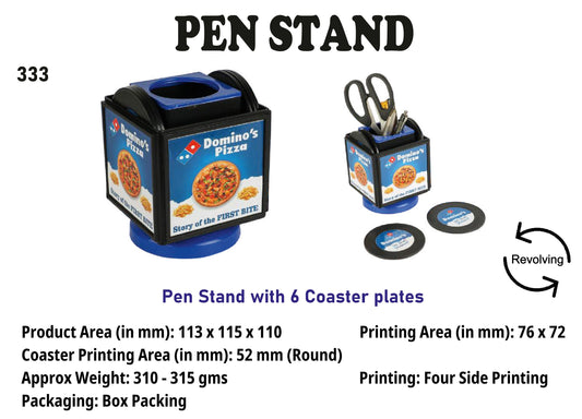 Pen Stand with 6 Coaster plates(Blue) for gifting and promotion