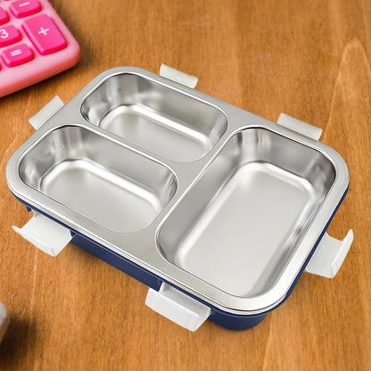 3 Compartment Transparent Stainless Steel Lunch Box