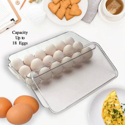 Plastic 18 Cavity Egg Storage Box Or Egg Trays For Refrigerator With Lid