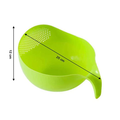 Plastic Rice Bowl / Food Strainer Thick Drain Basket with Handle for Rice, Vegetable & Fruit