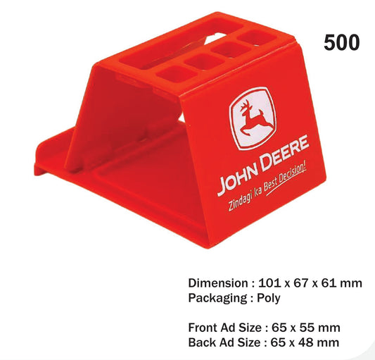 COUSTUMIZED PLASTIC MOBILE STAND WITH PEN STAND AND VISITING CARD HOLDER (JOHN DEERE)