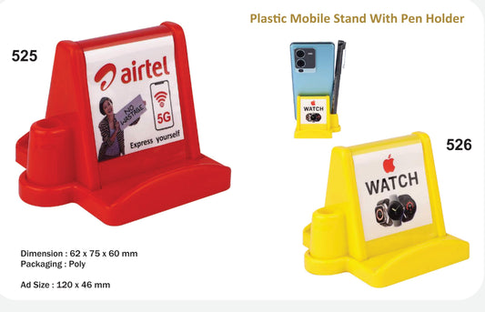 COUSTUMIZED PLASTIC MOBILE STAND WITH PEN HOLDER