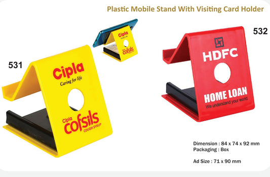 COUSTUMIZED PLASTIC MOBILE STAND WITH VISITING CARD HOLDER