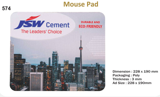 MOUSE PAD FOR GIFTING AND PROMOTION (JSW -Thickness 3 mm)