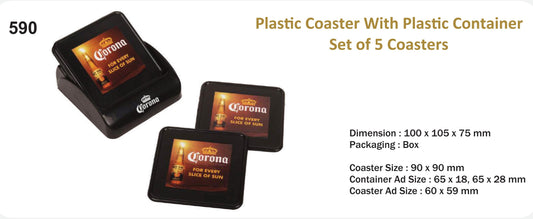 Plastic Coaster set of 5 with Container.