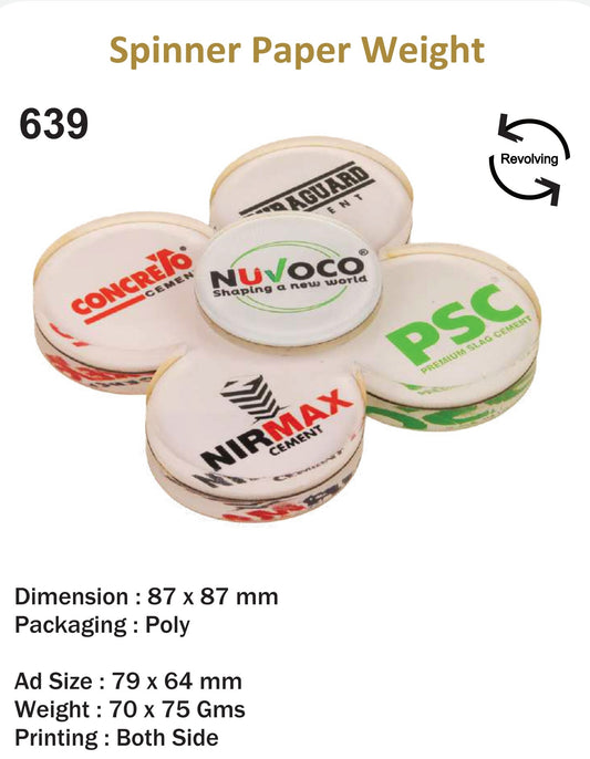 CUSTOMIZED ACRYLIC SPINNER PAPER WEIGHT (NUVOCO)