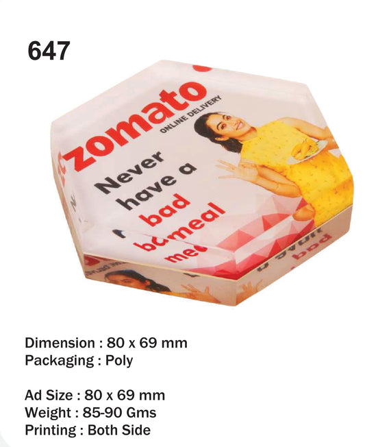 CUSTOMIZED ACRYLIC PAPER WEIGHT (ZOMATO)