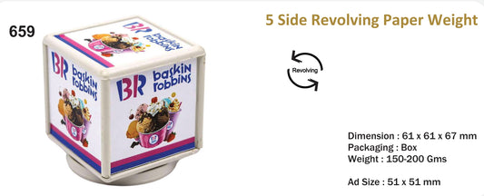 5 side Revolving Plastic Paper Weight