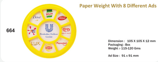 Plastic Paper Weight With 5 Different Ads
