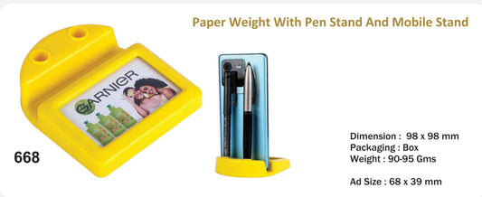 Plastic Paper Weight with mobile stand and pen stand
