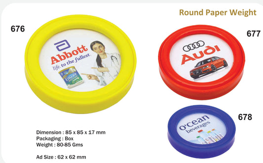 Round Plastic Paper Weight