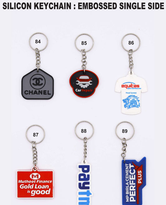 SILICON KEYCHAIN :- EMBOSSED SINGLE SIDE for gift and promotion