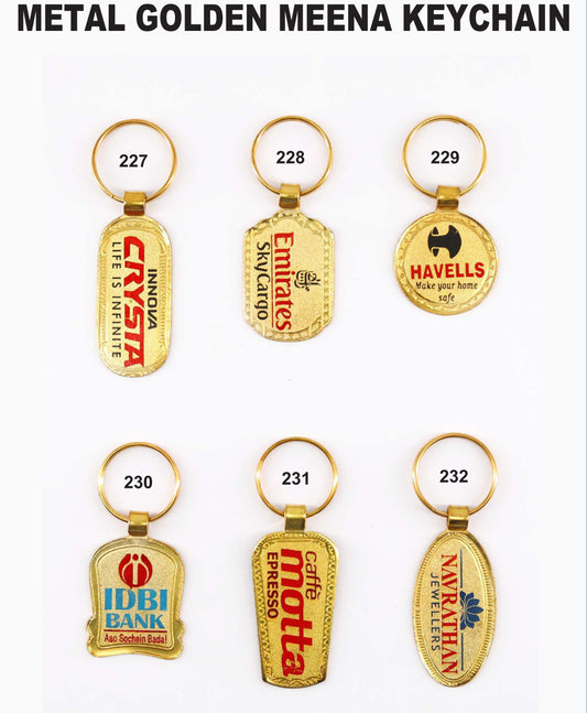 METAL GOLDEN MEENA FOLDED KEYCHAIN for gift and promotion