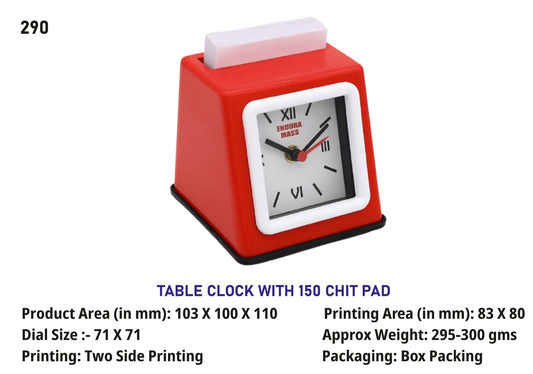 Table clock with 150 chit pd for Corporate gifting & Brand Promotion (Red)