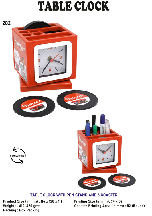 Table clock for Corporate gifting and promotion (Red)