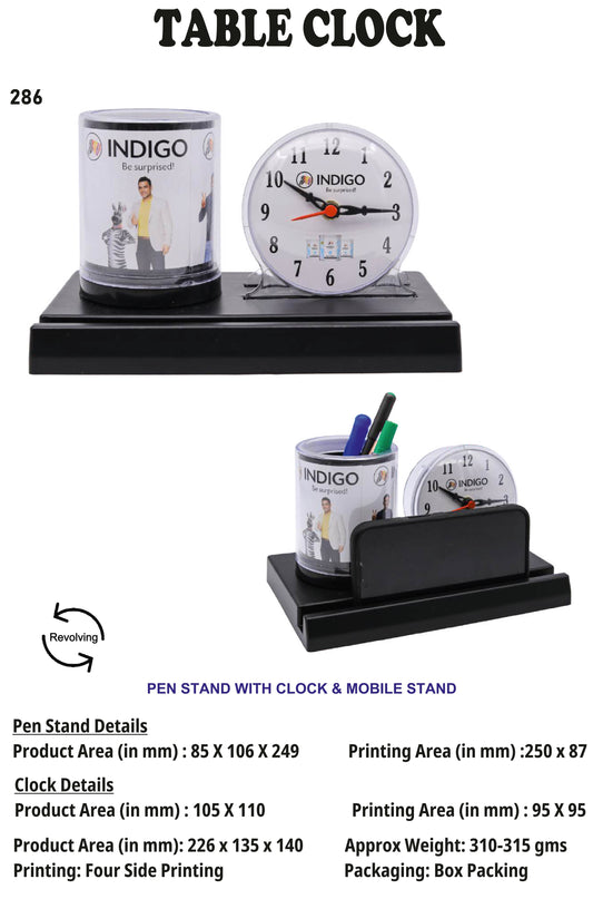 Table clock with pen and Mobile stand for Corporate gifting & Brand Promotion