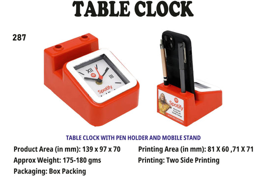 Table clock for Corporate gifting & Brand Promotion (287 Red)