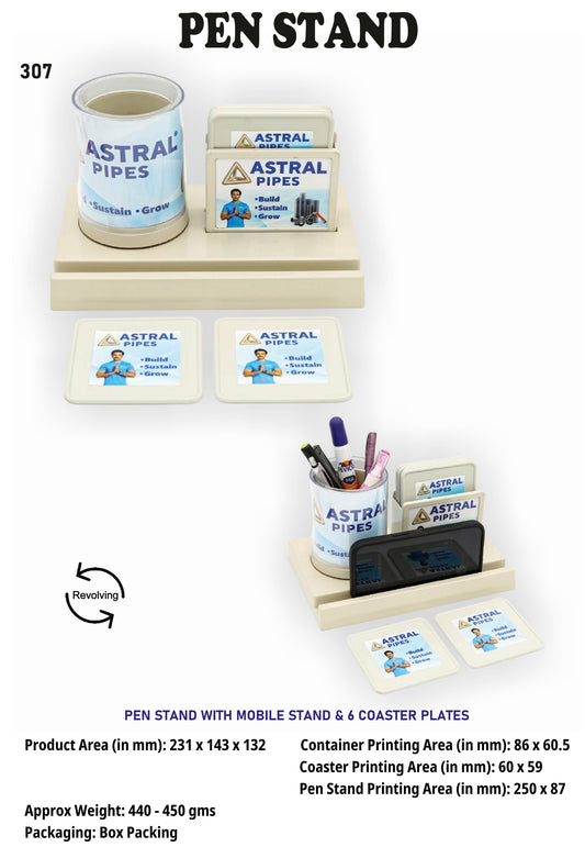 Pen stand with Mobile Stand and 6 coaster plates