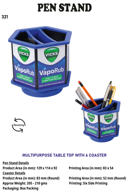 Multipurpose Table top with 6 coasters (blue)